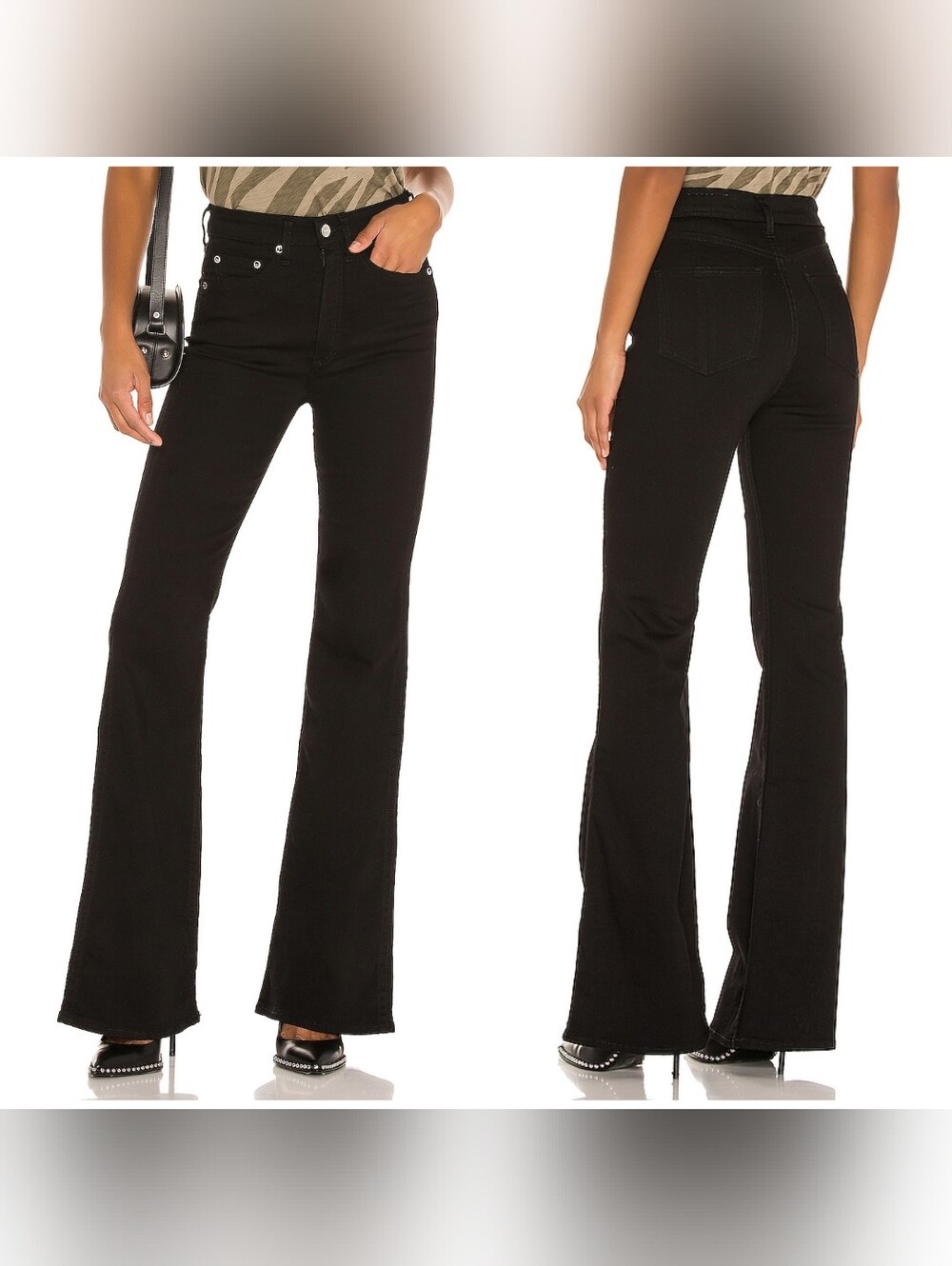 Rag & Bone Jane Super High Rise Flare Jeans, Black, Size 24